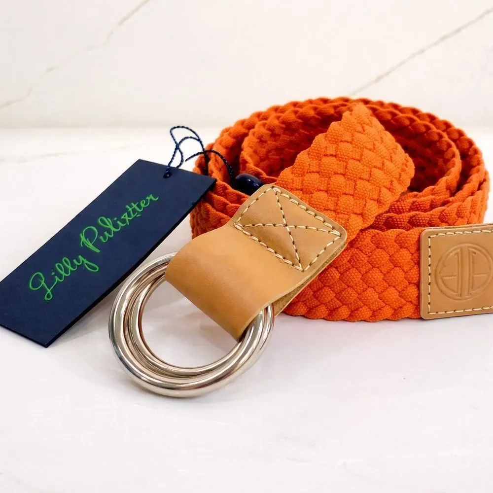NWT Lilly Pulitzer Vibrant Orange Belt with Leather Accents